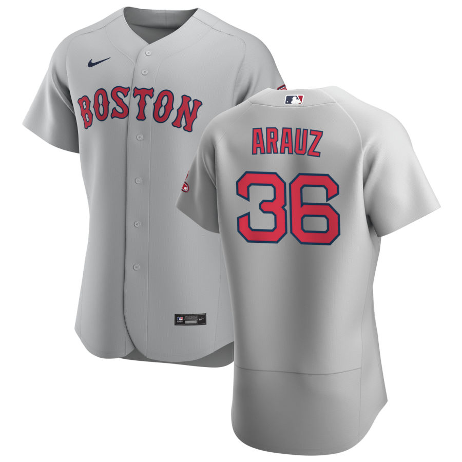 Boston Red Sox 36 Jonathan Arauz Men Nike Gray Road 2020 Authentic Team MLB Jersey